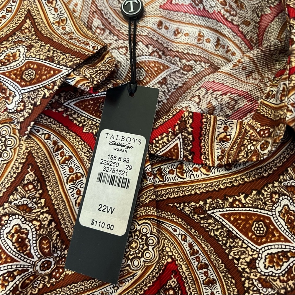 Talbots Paisley Blouse - Red and Brown - Picture 14 of 14